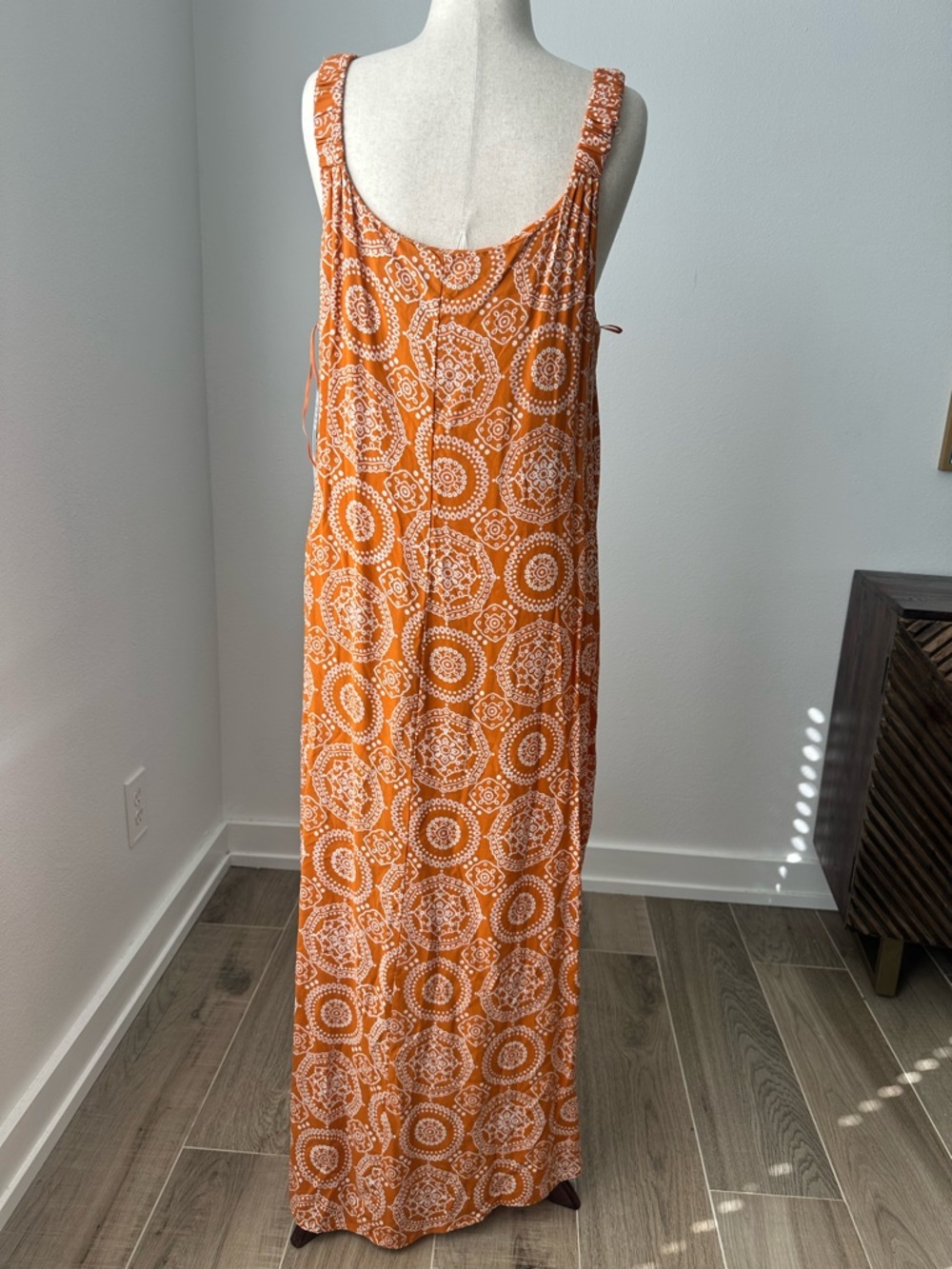 MSK Rayon Orange and White Printed Maxi Dress - Picture 4 of 9